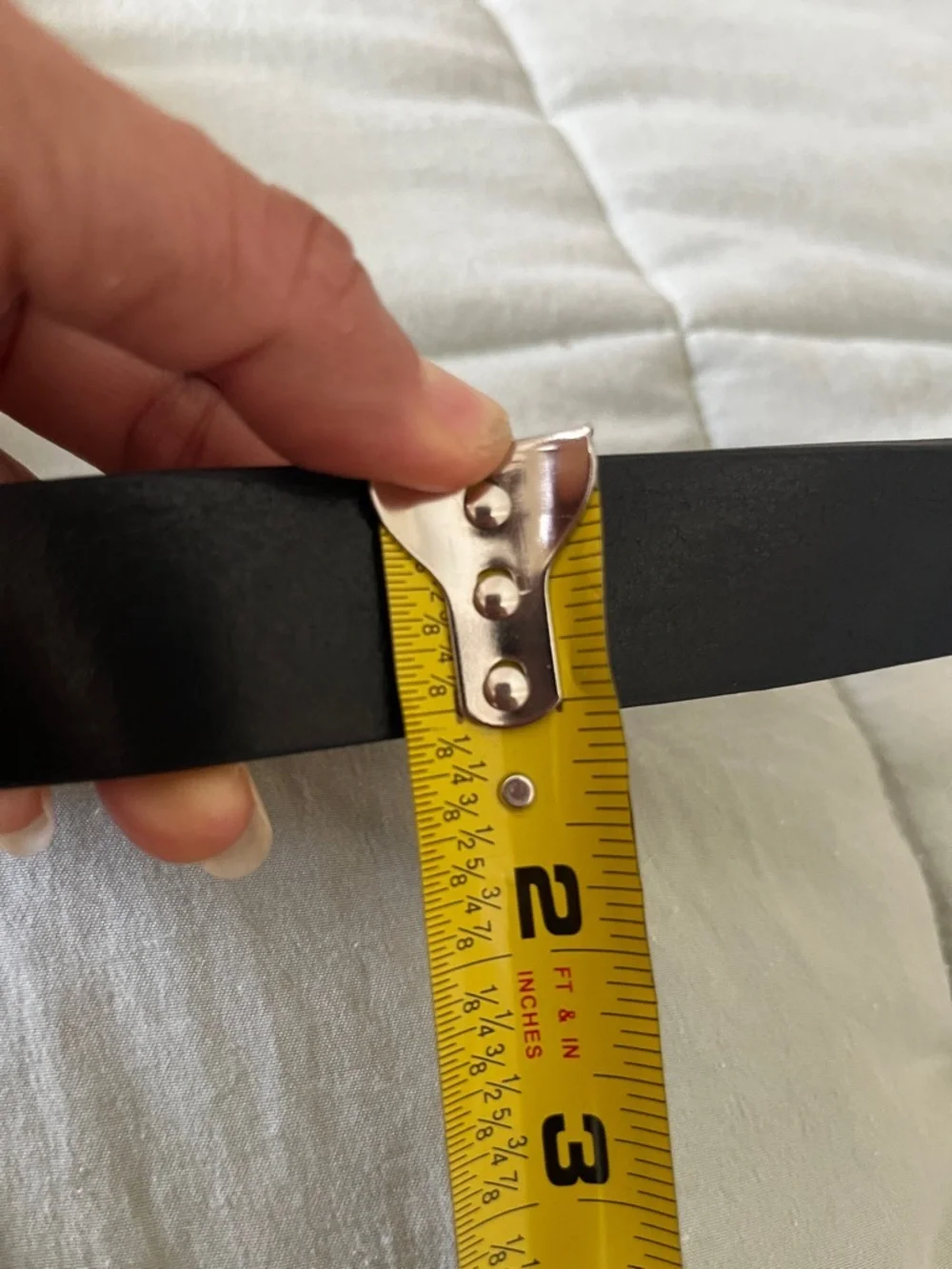 Italian Black Leather Belt with Silver Double O-Ring Buckle size 30